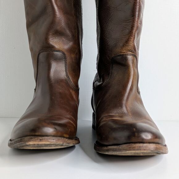 Frye Melissa Button Brown Leather Tall Boots 7.5 Equestrian Western Boho 77172 - Picture 6 of 16